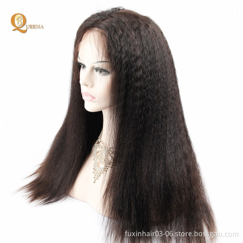 Xuchang Fuxin Products Lace Front Human Hair Full Lace Wig Co Peruvian Frontal Kinky Straight Swiss Lace Remy Hair Long 100%